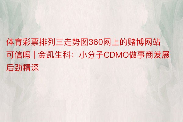 体育彩票排列三走势图360网上的赌博网站可信吗 | 金凯生科：小分子CDMO做事商发展后劲精深