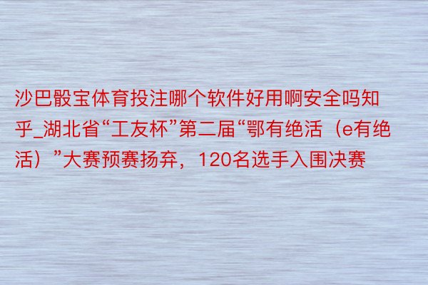 沙巴骰宝体育投注哪个软件好用啊安全吗知乎_湖北省“工友杯”第二届“鄂有绝活（e有绝活）”大赛预赛扬弃，120名选手入围决赛