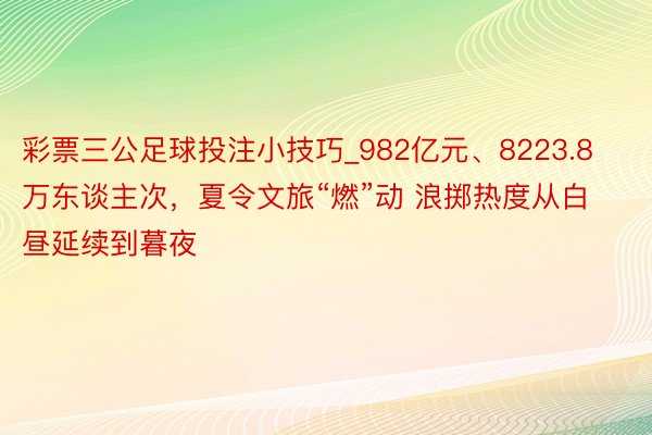 彩票三公足球投注小技巧_982亿元、8223.8万东谈主次，夏令文旅“燃”动 浪掷热度从白昼延续到暮夜