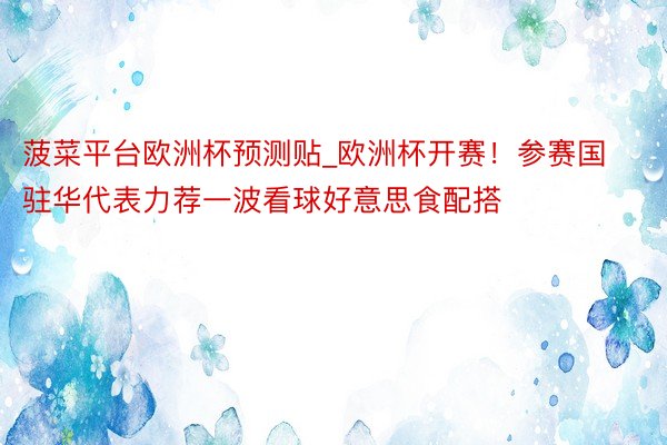 菠菜平台欧洲杯预测贴_欧洲杯开赛！参赛国驻华代表力荐一波看球好意思食配搭