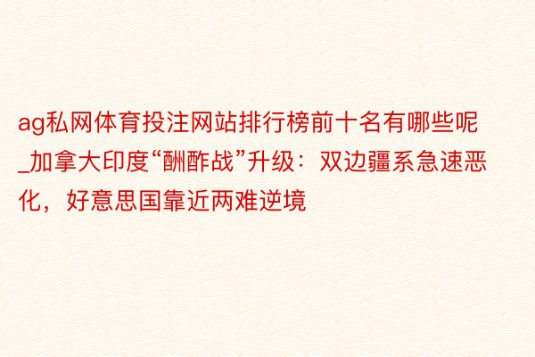 ag私网体育投注网站排行榜前十名有哪些呢_加拿大印度“酬酢战”升级：双边疆系急速恶化，好意思国靠近两难逆境