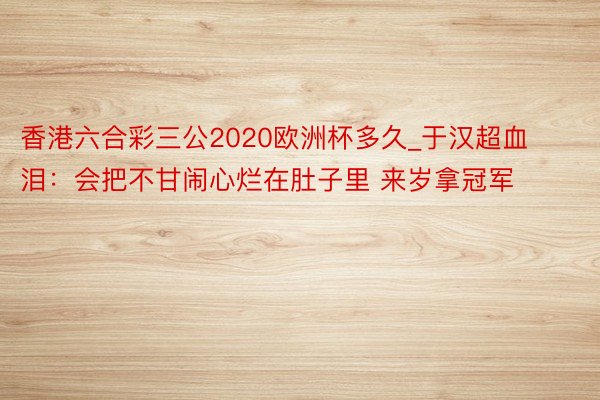 香港六合彩三公2020欧洲杯多久_于汉超血泪：会把不甘闹心烂在肚子里 来岁拿冠军