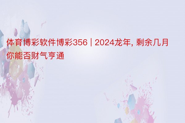 体育博彩软件博彩356 | 2024龙年, 剩余几月你能否财气亨通